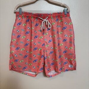 Bald Head Blues Men's Swim Trunks Shorts Beach Umbrellas Pockets Pink‎ Size S